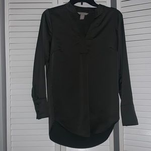 Long sleeve dark/olive green satin shirt